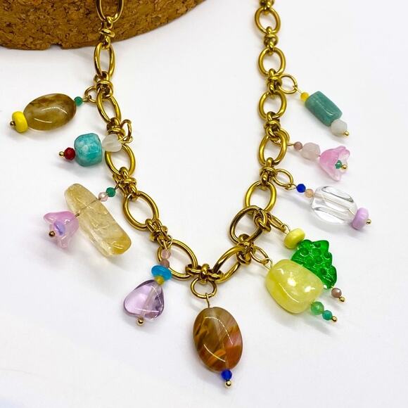 Free People Jewelry - NEW Funky Glass Chunky Charm Necklace